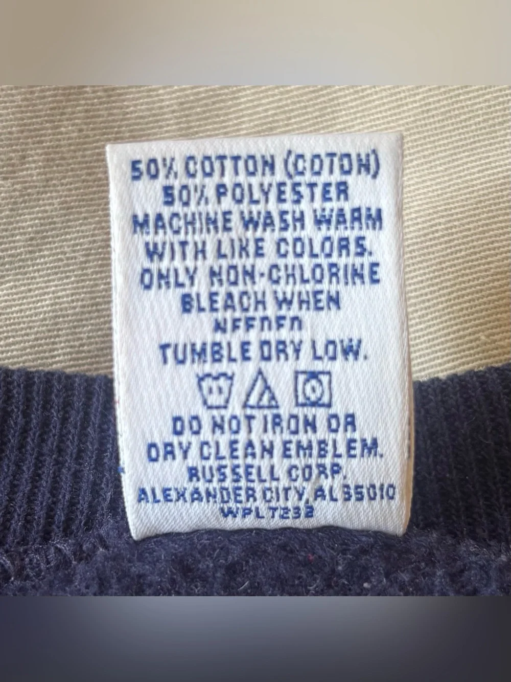 Vintage 90s Russell Athletic Sweatshirt XL Navy Blue V Stitch Blank Made In USA
